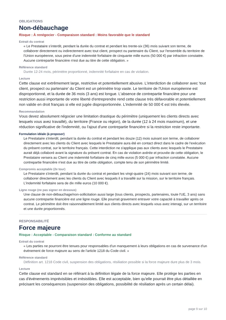 Clause de non-débauchage — Analyse de documents, sur un projet d'exemple